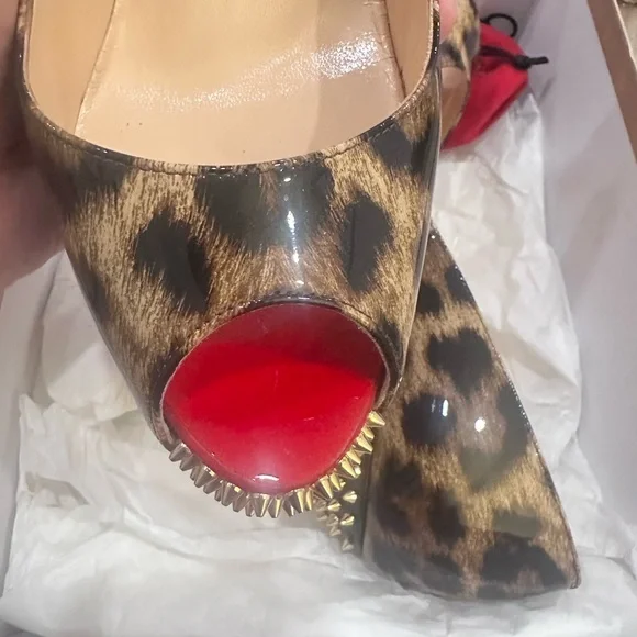Christian Louboutin Leopard Print Heels with Red Soles - Picture 2 of 6
